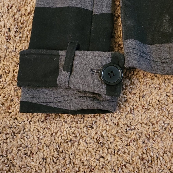 Stretchy striped peacoat with snap pickets - Picture 2 of 8